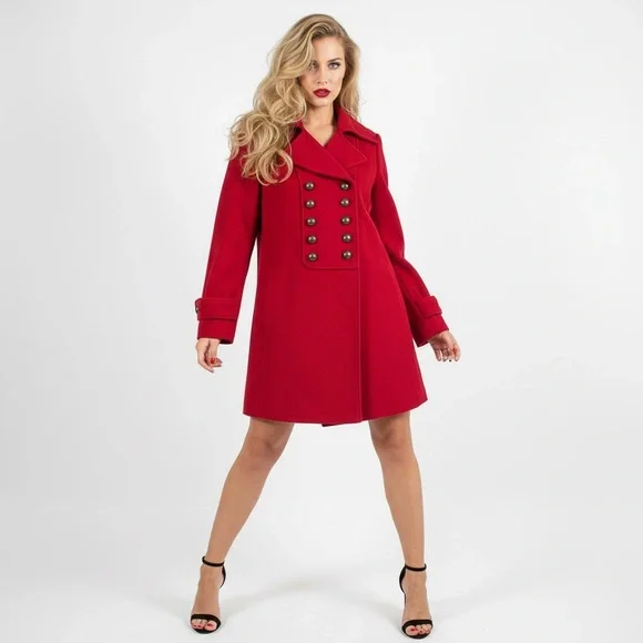 WINDSMOOR RED WOOL CASHMERE BLEND DOUBLE BREASTED COAT WOMENS SIZE 12 - Picture 13 of 13